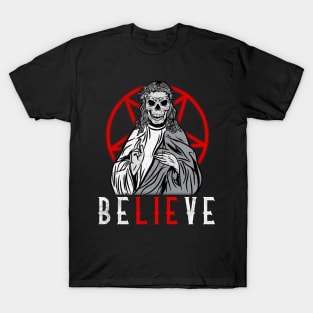 Believe in Satan T-Shirt Satanic Skull T-Shirt